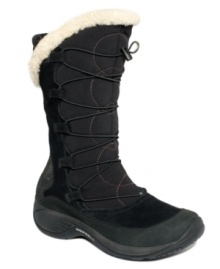 Merrell's Encore Apex boots are waterproof with a small strap that wraps around the ankle. Merrell's Encore Apex boots are waterproof with a small strap that wraps around the ankle.
