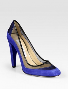 Stunning suede pump with semi-sheer mesh siding and glassy patent leather trim. Stacked heel, 4½ (115mm)Suede, mesh and patent leather upperLeather lining and solePadded insoleImportedOUR FIT MODEL RECOMMENDS ordering true size. Stunning suede pump with semi-sheer mesh siding and glassy patent leather trim. Stacked heel, 4½ (115mm)Suede, mesh and patent leather upperLeather lining and solePadded insoleImportedOUR FIT MODEL RECOMMENDS ordering true size.