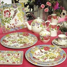 Millefleurs was inspired by flowers in a European garden as well as antique tableware. Its delicate renderings of pansies, roses, and thistles are blended with a vintage border in a contemporary color palette. Sophisticated, yet fresh and youthful. Dishwasher and microwave safe (for reheating only). Millefleurs was inspired by flowers in a European garden as well as antique tableware. Its delicate renderings of pansies, roses, and thistles are blended with a vintage border in a contemporary color palette. Sophisticated, yet fresh and youthful. Dishwasher and microwave safe (for reheating only).