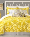 Using the Ikat dyeing technique, this Trina Turk comforter set adds a burst of color to your bedroom. Abstract designs provide a look of modern sophistication.