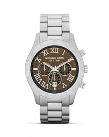 MICHAEL Michael Kors is right on time with this rich two-toned watch. With silver and rich brown shades, this classic style is designed for easy heritage style. MICHAEL Michael Kors is right on time with this rich two-toned watch. With silver and rich brown shades, this classic style is designed for easy heritage style.