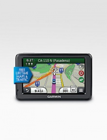 Whether you're driving through an unfamiliar city or on your daily commute, the nüvi 2455LMT makes your trip easier than ever. Garmin Guidance 2.0's intuitive interface greets you with two simple choices: Where To? and View Map. Touch the screen to easily look up addresses and to be guided to your destination with voice-prompted, turn-by-turn directions. Plus, with free lifetime traffic updates from 3D Traffic, nüvi's most extensive traffic avoidance system, helps avoid delays. Whether you're driving through an unfamiliar city or on your daily commute, the nüvi 2455LMT makes your trip easier than ever. Garmin Guidance 2.0's intuitive interface greets you with two simple choices: Where To? and View Map. Touch the screen to easily look up addresses and to be guided to your destination with voice-prompted, turn-by-turn directions. Plus, with free lifetime traffic updates from 3D Traffic, nüvi's most extensive traffic avoidance system, helps avoid delays.
