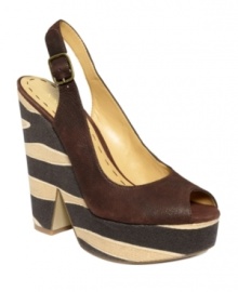 Mesmerizing designs at the trendy wedge and platform create a must-have sandal for retro dresses. The Trippy sandal by Nine West also showcases a modern slingback and flirty peep-toe for non-stop style. Mesmerizing designs at the trendy wedge and platform create a must-have sandal for retro dresses. The Trippy sandal by Nine West also showcases a modern slingback and flirty peep-toe for non-stop style.