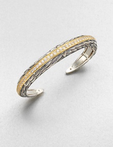 Sparkling white sapphires set in radiant 23k goldplating on a sterling silver feather base. White sapphires23k goldplated sterling silverSterling silverDiameter, about 2.75Slip-on styleImported Sparkling white sapphires set in radiant 23k goldplating on a sterling silver feather base. White sapphires23k goldplated sterling silverSterling silverDiameter, about 2.75Slip-on styleImported