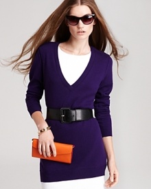 As easy as a sweatshirt, but infinitely more chic, this cashmere Magaschoni tunic ups the sophistication factor of every piece in your closet. As easy as a sweatshirt, but infinitely more chic, this cashmere Magaschoni tunic ups the sophistication factor of every piece in your closet.