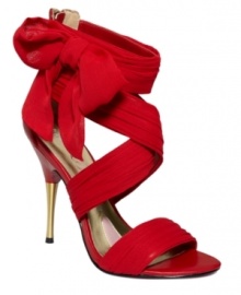 Effortless elegance. Wrap up in the Selene sandals by Paris Hilton, featuring pleated chiffon straps tied in a bow at the ankle. Effortless elegance. Wrap up in the Selene sandals by Paris Hilton, featuring pleated chiffon straps tied in a bow at the ankle.