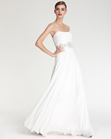 Theia Gown - Embellished Waist Strapless Gown