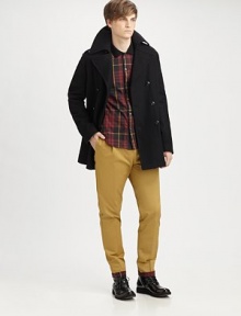 A cropped fit and printed-when-rolled hem meet timeless tailoring.Hook-and-eye closureZip flyContrast-print hemBack welt pocketInseam, about 30CottonDry cleanImported A cropped fit and printed-when-rolled hem meet timeless tailoring.Hook-and-eye closureZip flyContrast-print hemBack welt pocketInseam, about 30CottonDry cleanImported