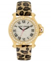 The fiercest watch in the accessory kingdom: this playful Betsey Johnson watch features leopard prints and crystal accents.