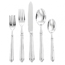 Striated handles with a fluted silhouette add flair to this polished stainless steel flatware Striated handles with a fluted silhouette add flair to this polished stainless steel flatware