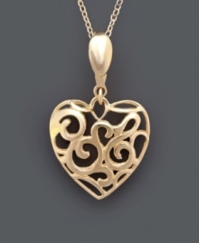 Dabble in the intricacies of the heart. Giani Bernini's unique scroll pendant features a whimsical cut-out motif set in 24k gold over sterling silver. Approximate length: 18 inches. Approximate drop: 1 inch. Dabble in the intricacies of the heart. Giani Bernini's unique scroll pendant features a whimsical cut-out motif set in 24k gold over sterling silver. Approximate length: 18 inches. Approximate drop: 1 inch.