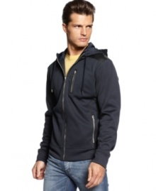 Get an edge on seasonal style with this zip-detailed hoodie from INC International Concepts.