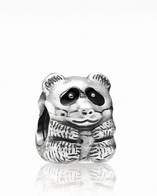 This lovable sterling silver Panda charm from PANDORA features distinctive black enamel detailing at around its eyes. This lovable sterling silver Panda charm from PANDORA features distinctive black enamel detailing at around its eyes.