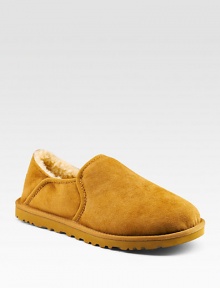 All the comfort of your favorite slippers, now lined in plush shearling and finished with a comfortable EVA outsole. Shearling lining Padded insole Rubber sole Imported Fur origin: China All the comfort of your favorite slippers, now lined in plush shearling and finished with a comfortable EVA outsole. Shearling lining Padded insole Rubber sole Imported Fur origin: China