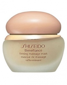 Shiseido Benefiance Firming Massage Mask. When massaged into skin, this super-hydrating, gel mask promotes suppleness and firmness, while eliminating fatigue. Use weekly following skincare routine. Mask may be tissued or rinsed off. Use with the Shiseido Facial Massage Method. Shiseido Benefiance Firming Massage Mask. When massaged into skin, this super-hydrating, gel mask promotes suppleness and firmness, while eliminating fatigue. Use weekly following skincare routine. Mask may be tissued or rinsed off. Use with the Shiseido Facial Massage Method.