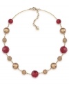 Scarlet fever. Rich red and gorgeous gold glass accents distinctively decorate Carolee's lightweight illusion necklace, making it a fashionable choice for fall. Crafted in gold tone mixed metal. Approximate length: 16 inches + 2-inch extender.