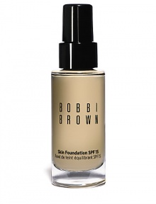 Bobbi's latest makeup innovation offers invisible, weightless coverage that looks like skin, not foundation. This long-wearing, hydrating foundation minimizes the appearance of pores and conceals imperfections, so all you can see is evenly toned, glowing skin. Ideal for all skin types.Bobbi Tip: Want more coverage? Simply follow with a repeat application. The coverage is buildable.1 oz. Bobbi's latest makeup innovation offers invisible, weightless coverage that looks like skin, not foundation. This long-wearing, hydrating foundation minimizes the appearance of pores and conceals imperfections, so all you can see is evenly toned, glowing skin. Ideal for all skin types.Bobbi Tip: Want more coverage? Simply follow with a repeat application. The coverage is buildable.1 oz.