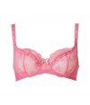 Stylish bra in fine, pink synthetic - Artistry model by designer and supermodel Elle MacPherson - Luxurious bra in a lace look - With 3/4 cups and slim, adjustable length outer straps - Unlined, with hook closure - Cute little bow - A fine satin band runs through the cups and straps - Best for wider necklines - Perfect, snug fit - Magically makes a dream d?collet? - Stylish, sexy, seductive - Fits under (almost) all outfits