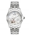 Striking signature watch design with lovely heart accents, by Bulova.