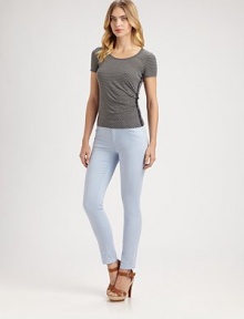 A chic side-buckle elevates this sporty, striped pullover style.ScoopneckShort sleevesSide buckle detailPolyamide/modal/elastaneDry cleanMade in Italy of imported fabricModel shown is 5'11 (180cm) wearing US size 2.This style runs true to size. We recommend ordering your usual size for a standard fit. A chic side-buckle elevates this sporty, striped pullover style.ScoopneckShort sleevesSide buckle detailPolyamide/modal/elastaneDry cleanMade in Italy of imported fabricModel shown is 5'11 (180cm) wearing US size 2.This style runs true to size. We recommend ordering your usual size for a standard fit.