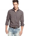 This shirt from Sons of Intrigue ratchets up your casual look with its all over medallion print.