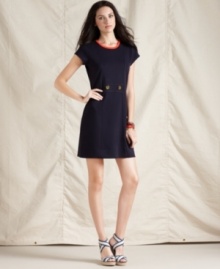 Classic tailoring and a mod-inspired silhouette add up to one chic shift dress from Tommy Hilfiger. Dress it down with sandals or dress it up with pumps! Classic tailoring and a mod-inspired silhouette add up to one chic shift dress from Tommy Hilfiger. Dress it down with sandals or dress it up with pumps!