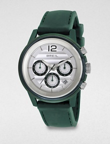 From the Orchestra collection, this chronograph watch features a clear glass insert and a sporty, silicone strap.Chronograph movementWater-resistant to 10ATMDate display at 5 o'clockSecond handStainless steel case: 45mm diameter(1.77)Silicone strapImported From the Orchestra collection, this chronograph watch features a clear glass insert and a sporty, silicone strap.Chronograph movementWater-resistant to 10ATMDate display at 5 o'clockSecond handStainless steel case: 45mm diameter(1.77)Silicone strapImported