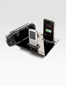An innovative charging solution that can charge up to three mobile devices simultaneously without the mess of tangled cords or the need for more than one outlet, thanks to three separate charging points and an additional USB port with six pairs of interchangeable tips (iPod/iPhone, micro USB, mini USB, Nokia 2, Samsung 4). An innovative charging solution that can charge up to three mobile devices simultaneously without the mess of tangled cords or the need for more than one outlet, thanks to three separate charging points and an additional USB port with six pairs of interchangeable tips (iPod/iPhone, micro USB, mini USB, Nokia 2, Samsung 4).