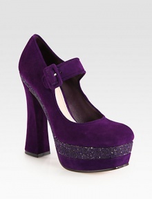 EXCLUSIVELY AT SAKS in Blue. Glittery details transform a classic Mary Jane silhouette on a towering platform and heel. Self-covered heel, 5½ (140mm)Suede and glitter-coated platform, 1¾ (45mm)Compares to a 3¾ heel (95mm)Suede upperAdjustable ankle strapLeather lining and solePadded insoleMade in Italy EXCLUSIVELY AT SAKS in Blue. Glittery details transform a classic Mary Jane silhouette on a towering platform and heel. Self-covered heel, 5½ (140mm)Suede and glitter-coated platform, 1¾ (45mm)Compares to a 3¾ heel (95mm)Suede upperAdjustable ankle strapLeather lining and solePadded insoleMade in Italy