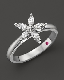Diamonds in an 18K white gold floral setting. From Roberto Coin. Diamonds in an 18K white gold floral setting. From Roberto Coin.