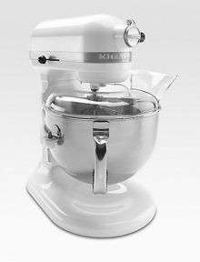 A high-performance, professional-level mixer with a powerful motor and a large stainless steel bowl that can effectively mix up to 14 cups of flour per batch and powerfully churn through yeast bread dough and triple batches of cookie dough. For use with US power sockets only. A high-performance, professional-level mixer with a powerful motor and a large stainless steel bowl that can effectively mix up to 14 cups of flour per batch and powerfully churn through yeast bread dough and triple batches of cookie dough. For use with US power sockets only.