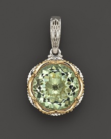 Prasiolite, set in 18K yellow gold and sterling silver, is the perfect addition to your favorite chain. Prasiolite, set in 18K yellow gold and sterling silver, is the perfect addition to your favorite chain.