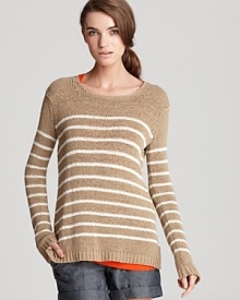 Imbuing your collection with easy chic, this Vince sweater is a building block of a versatile wardrobe. Rendered in neutral hues and featuring classic stripes, the lightweight layers pairs as naturally with cargo shorts as it does with little black pants.