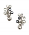 Uniquely updated. Givenchy redefines the classic chandelier silhouette with these gray glass pearl cluster-style earrings accented by glittering glass details. Set in silver tone mixed metal. Approximate drop: 1-3/4 inches.