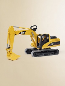 This highly detailed excavator has a handle that allows you to control the scoop, which lifts up and down and digs deeper for extra added play value. The boom can lock in an upward position for further transport of a load. The cabin swivels 360 degrees and has realistic linked tracks with rubber block fittings for play on polished floors.Plastic7.9 X 11.4 X 22.8Recommended for ages 3 and upMade in Germany
