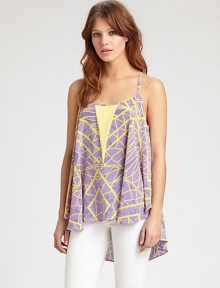 Printed silk crepe-de-chine flared from bust to hem in a flattering swing silhouette.Spaghetti strapsScoopneckFlared hem longer in backStrappy racerbackAbout 19 from shoulder to hemSilkDry cleanImportedModel shown is 5'8½ (174cm) wearing US size Small. Printed silk crepe-de-chine flared from bust to hem in a flattering swing silhouette.Spaghetti strapsScoopneckFlared hem longer in backStrappy racerbackAbout 19 from shoulder to hemSilkDry cleanImportedModel shown is 5'8½ (174cm) wearing US size Small.