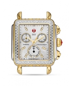 Dress your wrist to impress with Michele's opulent two-tone watch. The sparkling piece touts Mother of Pearl, sapphire crystals and diamond stations for a statement that shines on. Dress your wrist to impress with Michele's opulent two-tone watch. The sparkling piece touts Mother of Pearl, sapphire crystals and diamond stations for a statement that shines on.