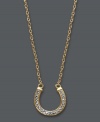 An ultra-glam good luck charm. Studio Silver's petite horseshoe pendant sparkles in round-cut crystal. Set in 18k gold over sterling silver. Approximate length: 16 inches + 2-inch extender. Approximate drop: 1/2 inch.