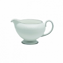 Designed to capture the classic bride, English Lace features a delicate lace motif inspired by the finest English embroidery. A shiny platinum band on each piece adds to the sophistication of this pattern, while a classic Leigh shape footed teacup adds timeless elegance. Designed to capture the classic bride, English Lace features a delicate lace motif inspired by the finest English embroidery. A shiny platinum band on each piece adds to the sophistication of this pattern, while a classic Leigh shape footed teacup adds timeless elegance.