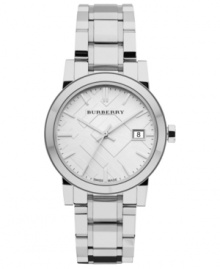 A stainless steel design with added fashion, thanks to Burberry's iconic check patterns. A stainless steel design with added fashion, thanks to Burberry's iconic check patterns.
