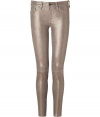 Bring the bling in these ultra-hot metallic leather jeans from Rag & Bone - Classic five-pocket styling, stretch leather - Slim fit - Pair with a sheer silk top and heels or a classic pullover and chic sneakers