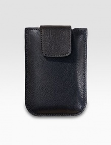 This trim, sleek case in hand-crafted leather is specially designed to accomodate a variety of smart phones, including BlackBerry. Secured by a snap tab, and lined in chamois cloth.Fits most smart phone and BlackBerry modelsLeather3¾W X 5¼HMade in USA This trim, sleek case in hand-crafted leather is specially designed to accomodate a variety of smart phones, including BlackBerry. Secured by a snap tab, and lined in chamois cloth.Fits most smart phone and BlackBerry modelsLeather3¾W X 5¼HMade in USA