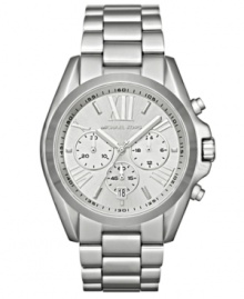 Steely sophistication engulfs this classic chronograph watch from Michael Kors. Steely sophistication engulfs this classic chronograph watch from Michael Kors.