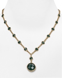Introduce Carolee's elegant style into your look with this pendant necklace, crafted of gold plate and accented by inset stones. Introduce Carolee's elegant style into your look with this pendant necklace, crafted of gold plate and accented by inset stones.