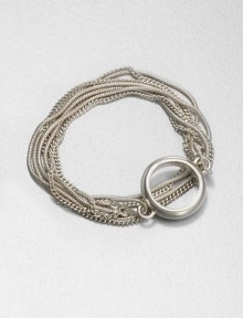 A sleek design with a chic mix of link chains and snake chains accented with a large loop embellishment. BrassLength, about 14O-ring closureMade in Italy A sleek design with a chic mix of link chains and snake chains accented with a large loop embellishment. BrassLength, about 14O-ring closureMade in Italy