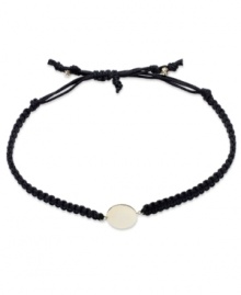 Wrap-ably chic! This trendy bracelet features a polished 14k gold disc strung from a black nylon rope cord. Approximate diameter: 2-1/4 inches (extends to 3-1/2 inches). Wrap-ably chic! This trendy bracelet features a polished 14k gold disc strung from a black nylon rope cord. Approximate diameter: 2-1/4 inches (extends to 3-1/2 inches).