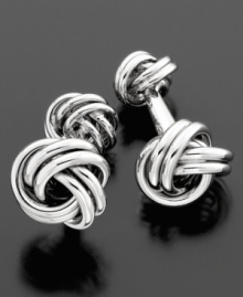 The classic touch to a tuxedo or sophisticated suit. Sterling silver love knots offer an elegant look to French cuffs. The classic touch to a tuxedo or sophisticated suit. Sterling silver love knots offer an elegant look to French cuffs.