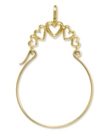 Keep all your favorite charms in place. This polished charm holder features a cut-out, five-heart design in 14k gold. Chain not included. Approximate length: 1-2/5 inches. Approximate width: 4/5 inch. Keep all your favorite charms in place. This polished charm holder features a cut-out, five-heart design in 14k gold. Chain not included. Approximate length: 1-2/5 inches. Approximate width: 4/5 inch.