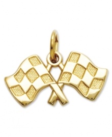 Cross the finish line in style. Two racing flags feature a polished and checkered design in 14k gold. Chain not included. Approximate length: 3/5 inch. Approximate width: 3/4 inch. Cross the finish line in style. Two racing flags feature a polished and checkered design in 14k gold. Chain not included. Approximate length: 3/5 inch. Approximate width: 3/4 inch.