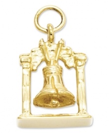 An iconic symbol of American independence, the liberty bell makes a symbolic addition to your jewelry collection. Charm crafted in 14k gold with a unique 3D design and the words Liberty Bell inscribed on the bottom. Chain not included. Approximate length: 8/10 inch. Approximate width: 1/2 inch.